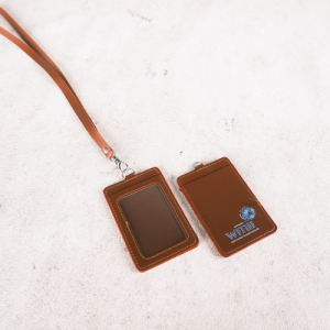 Leather ID card tag + lanyard